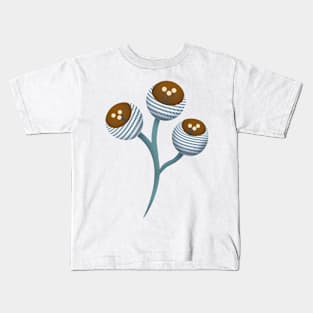 Abstract Berries and Flowers Blue Kids T-Shirt